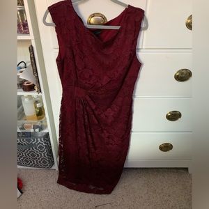 wine red dress.